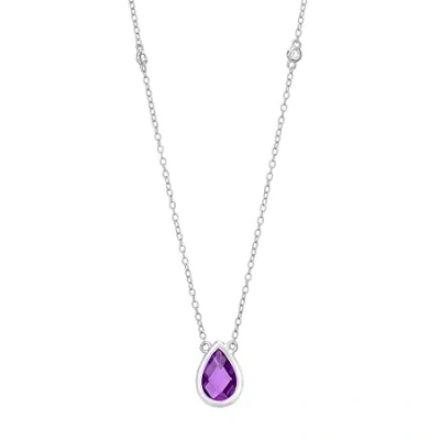 Fine Jewelry Womens Genuine Purple Amethyst Sterling Silver 18 Inch Pendant Necklace In Transparent