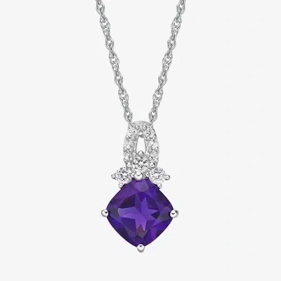 Fine Jewelry Womens Genuine Purple Amethyst Sterling Silver 18 Inch Pendant Necklace In Transparent