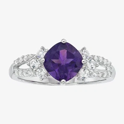 Fine Jewelry Womens Genuine Purple Amethyst Sterling Silver Cocktail Ring In Transparent