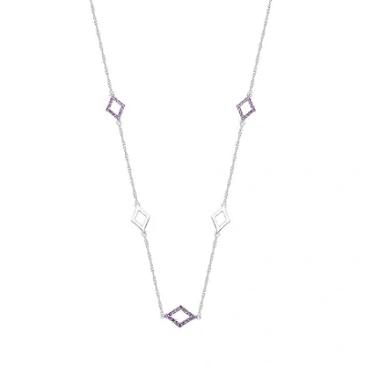 Fine Jewelry Womens Genuine Purple Amethyst Sterling Silver Diamond 18 Inch Pendant Necklace In Transparent