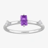 Fine Jewelry Womens Genuine Purple Amethyst Sterling Silver Stackable Ring In Purple