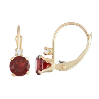 Fine Jewelry Womens Genuine Red Garnet 10k Gold Round Drop Earrings In Transparent