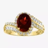 Fine Jewelry Womens Genuine Red Garnet 14k Gold Over Silver Oval Bypass Cocktail Ring In Transparent