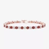 Fine Jewelry Womens Genuine Red Garnet 14k Rose Gold Over Silver Round 7 Inch Tennis Bracelet In Transparent