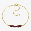 Fine Jewelry Womens Genuine Red Garnet 18k Gold Over Silver Beaded Bracelet In Transparent