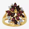 Fine Jewelry Womens Genuine Red Garnet 18k Gold Over Silver Flower Cluster Cocktail Ring In Transparent