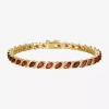 Fine Jewelry Womens Genuine Red Garnet 18k Gold Over Silver Tennis Bracelet In Transparent