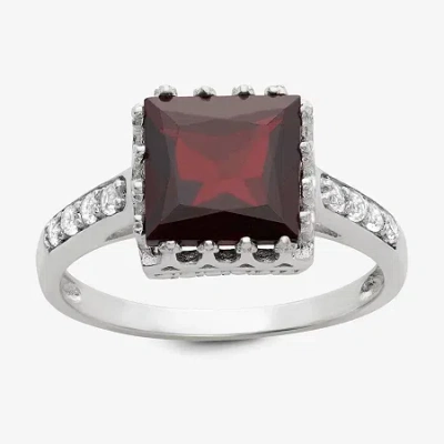 Fine Jewelry Womens Genuine Red Garnet Sterling Silver Cocktail Ring In Transparent