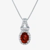 Fine Jewelry Womens Genuine Red Garnet Sterling Silver Oval 18 Inch Pendant Necklace In Transparent