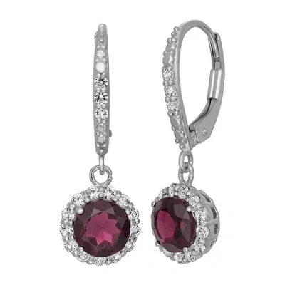Fine Jewelry Womens Genuine Red Garnet Sterling Silver Round Drop Earrings In Transparent