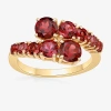 Fine Jewelry Womens Genuine Semi Precious Stone Sterling Silver Bypass Cocktail Ring In Burgundy
