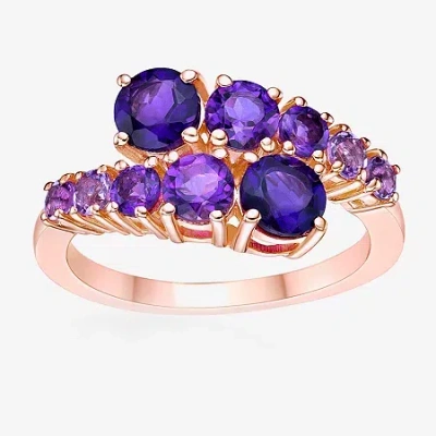 Fine Jewelry Womens Genuine Semi Precious Stone Sterling Silver Bypass Cocktail Ring In Purple