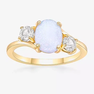 Fine Jewelry Womens Genuine Semi Precious Stone Sterling Silver Oval 3-stone Cocktail Ring In Multi