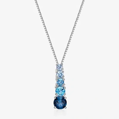 Fine Jewelry Womens Genuine Semi Precious Stone Sterling Silver Pendant Necklace In Blue