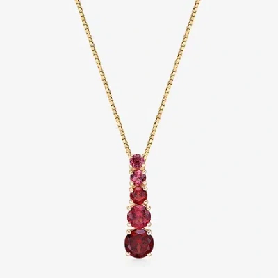 Fine Jewelry Womens Genuine Semi Precious Stone Sterling Silver Pendant Necklace In Burgundy