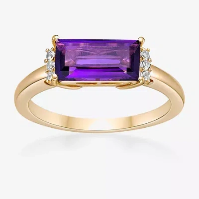 Fine Jewelry Womens Genuine Semi Precious Stone18k Gold Over Silver Cocktail Ring In Purple