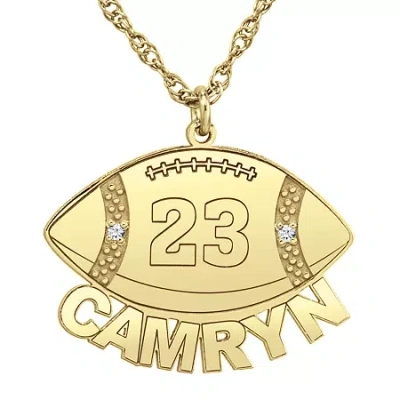 Fine Jewelry Womens Genuine White Diamond Accent Personalized Gold Pendant Necklace In Yellow