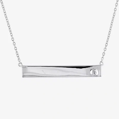 Fine Jewelry Womens Genuine White Sapphire Sterling Silver Bar 17 Inch Pendant Necklace In Transparent