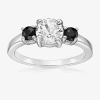 Fine Jewelry Womens Genuine White Topaz Sterling Silver 3-stone Cocktail Ring