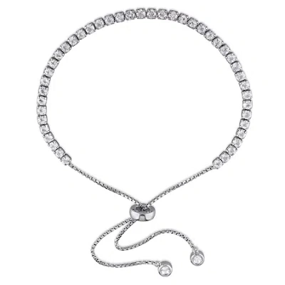 Fine Jewelry Womens Genuine White Topaz Sterling Silver Bolo Bracelet In Transparent