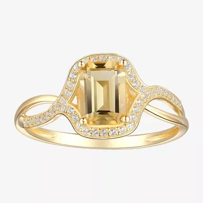 Fine Jewelry Womens Genuine Yellow Citrine 10k Gold Cocktail Ring