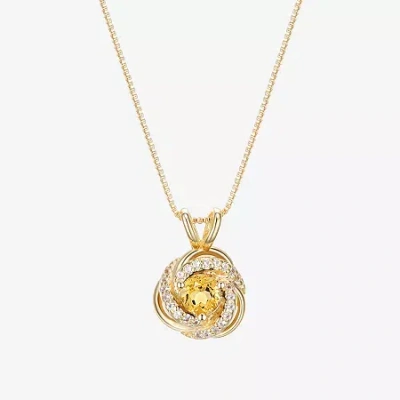 Fine Jewelry Womens Genuine Yellow Citrine 18k Gold Over Silver 18 Inch Pendant Necklace In Multi