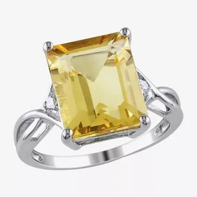Fine Jewelry Womens Genuine Yellow Citrine Sterling Silver Cocktail Ring