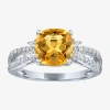 Fine Jewelry Womens Genuine Yellow Citrine Sterling Silver Side Stone Cocktail Ring In Yellow