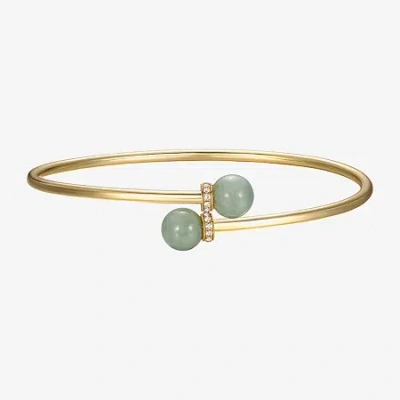 Fine Jewelry Womens Green Jade 18k Gold Over Silver Cuff Bracelet