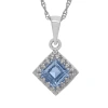 Fine Jewelry Womens Lab Created Blue Aquamarine Sterling Silver Diamond 18 Inch Pendant Necklace In Transparent