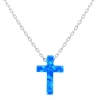 Fine Jewelry Womens Lab Created Blue Opal Sterling Silver Cross 18 Inch Pendant Necklace In Transparent