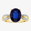 Fine Jewelry Womens Lab Created Blue Sapphire 10k Gold Sterling Silver Cocktail Ring In Transparent