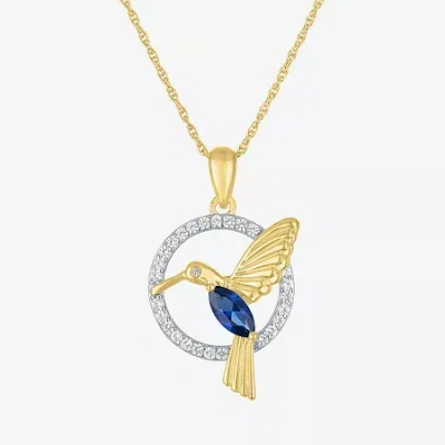 Fine Jewelry Womens Lab Created Blue Sapphire 14k Gold Over Silver Sterling Silver 16 Inch Pendant Necklace In Transparent