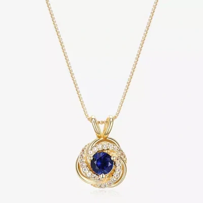 Fine Jewelry Womens Lab Created Blue Sapphire 18k Gold Over Silver 18 Inch Pendant Necklace In Transparent
