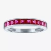 Fine Jewelry Womens Lab Created Blue Sapphire Or Ruby Sterling Silver Stackable Ring In Red