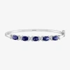 Fine Jewelry Womens Lab Created Blue Sapphire Sterling Silver Bangle Bracelet In Transparent
