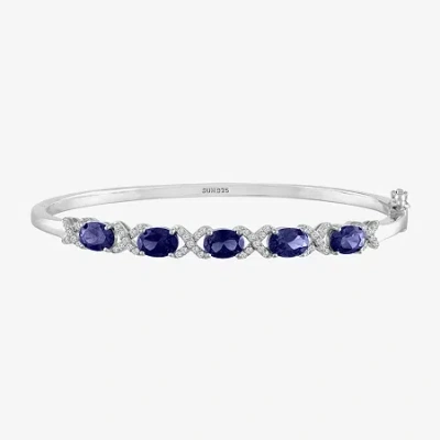 Fine Jewelry Womens Lab Created Blue Sapphire Sterling Silver Bangle Bracelet In Transparent
