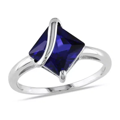Fine Jewelry Womens Lab Created Blue Sapphire Sterling Silver Cocktail Ring In Transparent