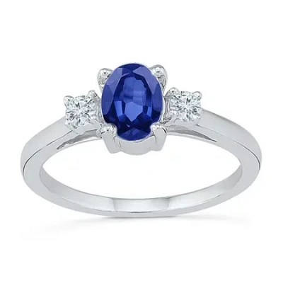 Fine Jewelry Womens Lab Created Blue Sapphire Sterling Silver Cocktail Ring In Transparent
