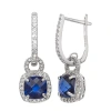 Fine Jewelry Womens Lab Created Blue Sapphire Sterling Silver Cushion Drop Earrings In Transparent
