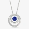 Fine Jewelry Womens Lab Created Blue Sapphire Sterling Silver Round 18 Inch Pendant Necklace In Transparent