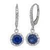Fine Jewelry Womens Lab Created Blue Sapphire Sterling Silver Round Drop Earrings In Transparent