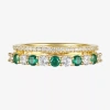 Fine Jewelry Womens Lab Created Gemstone 14k Gold Over Silver Stackable Rings In Green