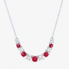 Fine Jewelry Womens Lab Created Gemstone Sterling Silver Collar Necklace In Red