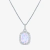 Fine Jewelry Womens Lab Created Gemstone Sterling Silver Halo Pendant Necklace In Multi