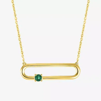 Fine Jewelry Womens Lab Created Green Emerald 14k Gold Over Silver 18 Inch Pendant Necklace In Transparent