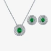 Fine Jewelry Womens Lab Created Green Emerald Sterling Silver 2-pc. Jewelry Set In Transparent