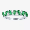 Fine Jewelry Womens Lab Created Green Emerald Sterling Silver Band In Green