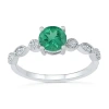 Fine Jewelry Womens Lab Created Green Emerald Sterling Silver Cocktail Ring In Green