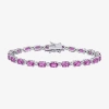 Fine Jewelry Womens Lab Created Pink Sapphire Sterling Silver 7.25 Inch Tennis Bracelet In Transparent